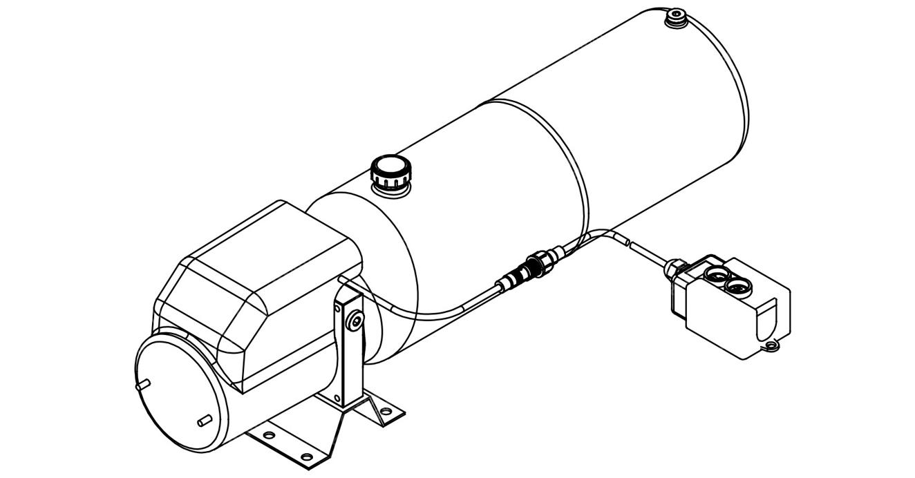 Станция насосная гидравлическая TDDL-00-1015-DC024-0220-006: 20MPa. 24V 2,2 KW. 2500RPM 2,7cc/r 12L Tank steel round horizontal. SV-08-2NCP-M-DC24V. Port G3/8" With 2 button remote cable With the bracket for motor and the protect cover for motor